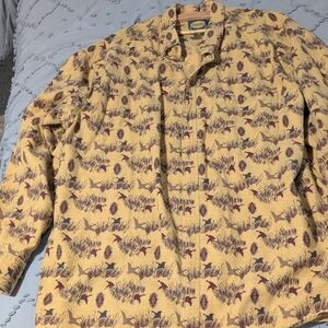 Cabela's Men's Casual Shirt - Yellow and Brown Pattern. Size XXL Tall.